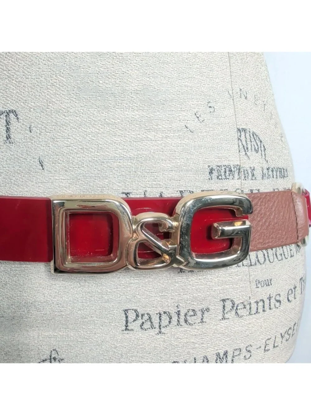Vintage Y2K Dolce Gabbana Red Belt 36 Large Logo Patent Leather 90cm